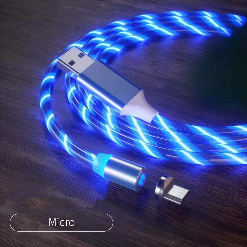 Magnetic Charging Cable Streamer Fast Charging Cable Lighting Micro USB Cable LED Magnet Charger Type-C Cable