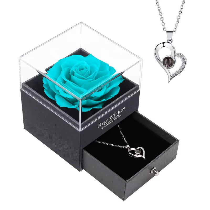 Preserved Rose with Gift Box Birthday Gifts for Women Mom Girlfriend Gifts for Mom Grandma Wife Daughter Sister No Necklace