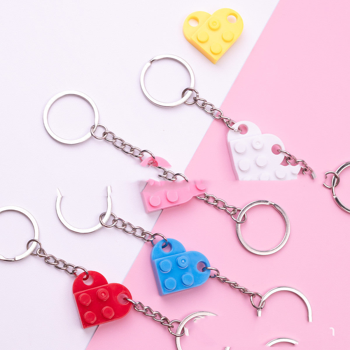 New Heart Key Chain Valentines Day Gift Blocks Can Split Key Link Couples