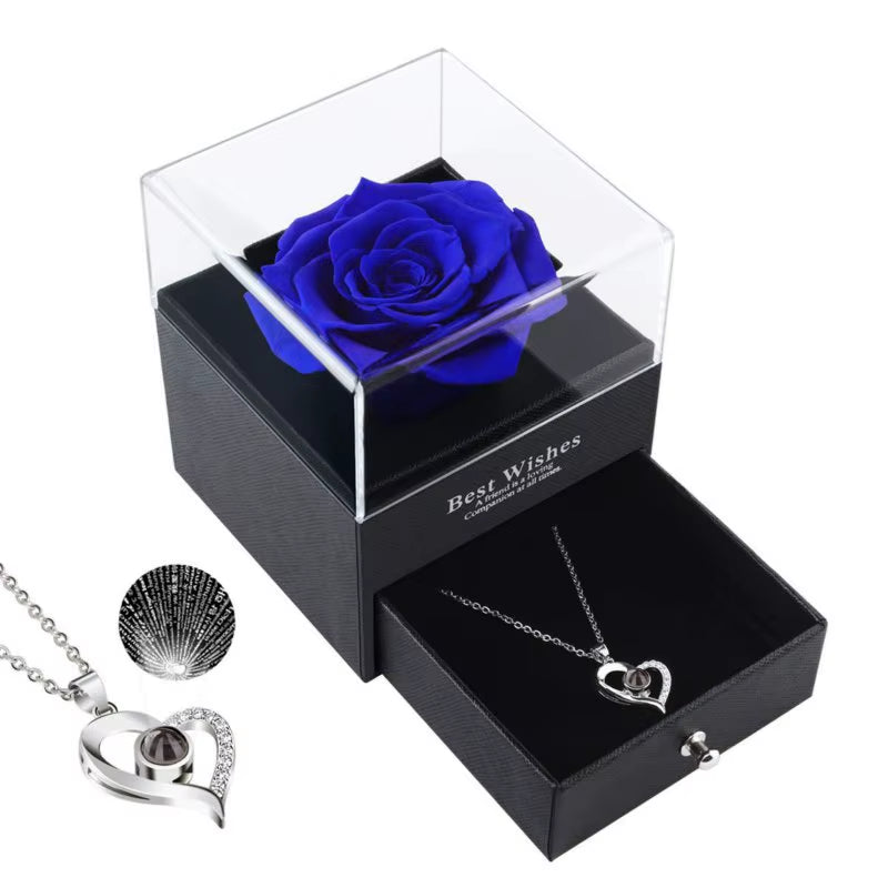 Preserved Rose with Gift Box Birthday Gifts for Women Mom Girlfriend Gifts for Mom Grandma Wife Daughter Sister No Necklace