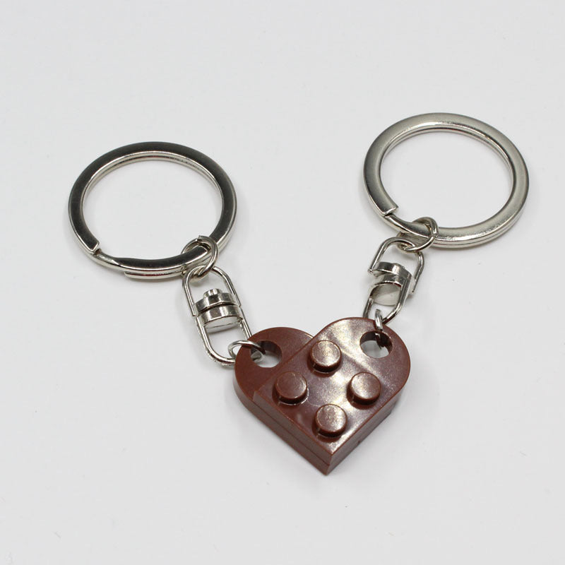 New Heart Key Chain Valentines Day Gift Blocks Can Split Key Link Couples